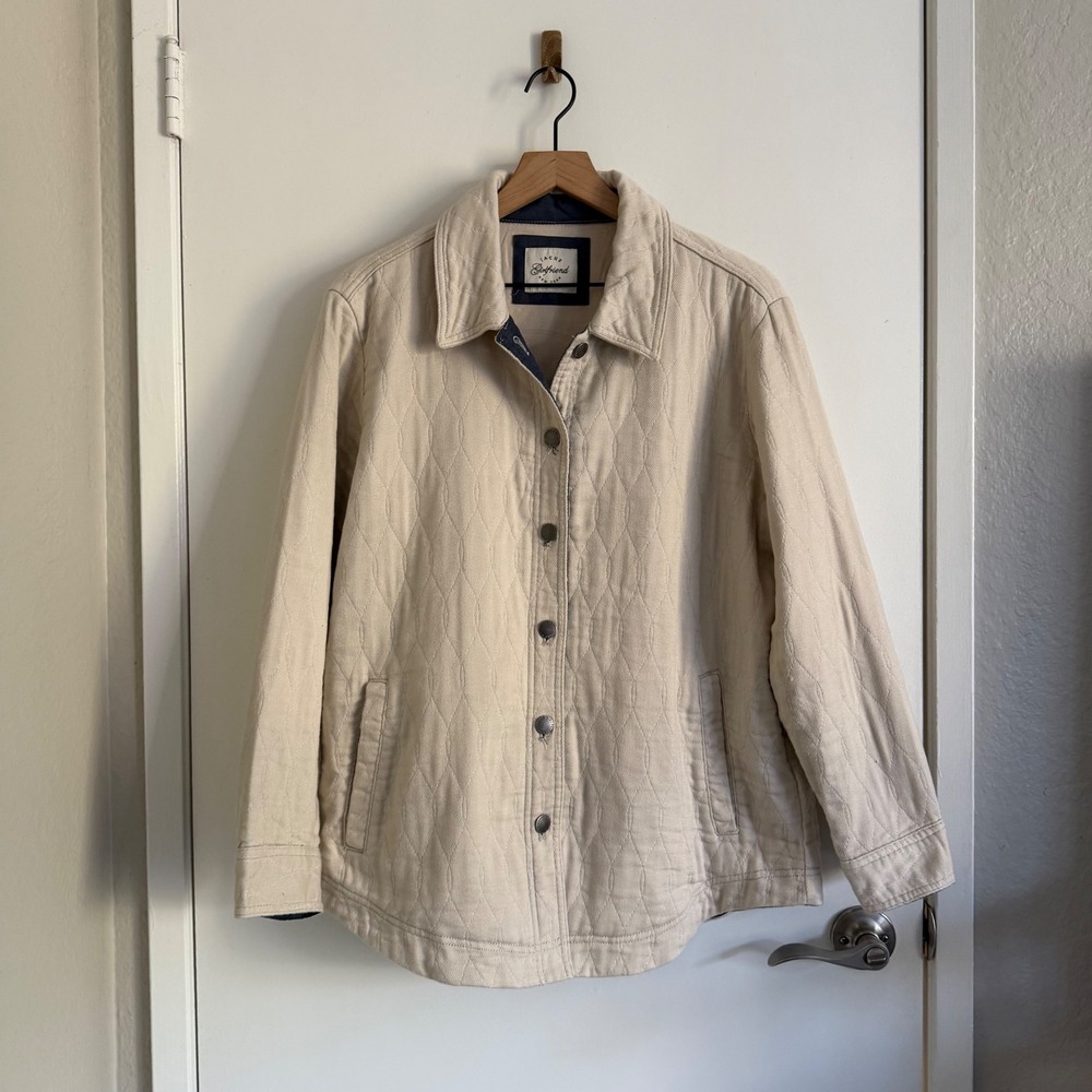 Jachs Girlfriend Quilted Jacket Cream Button L Workwear Barncoat Granolagirl